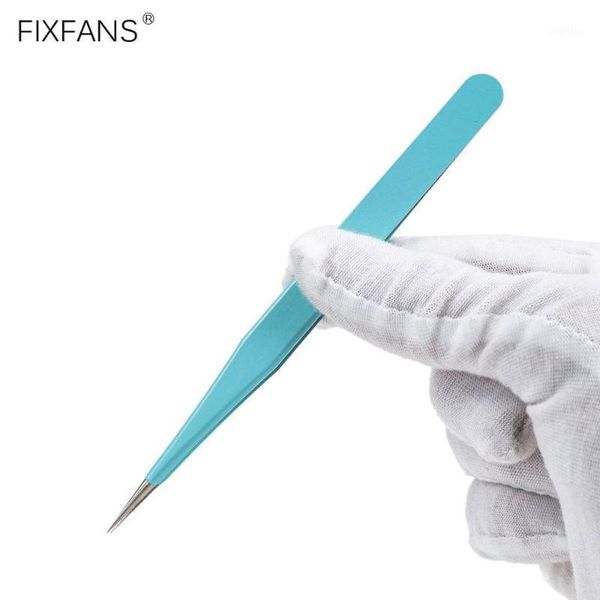 

blue stainless steel straight tip precision tweezers nipper for eyelash extensions lash application tool mobile phone pcb repair1