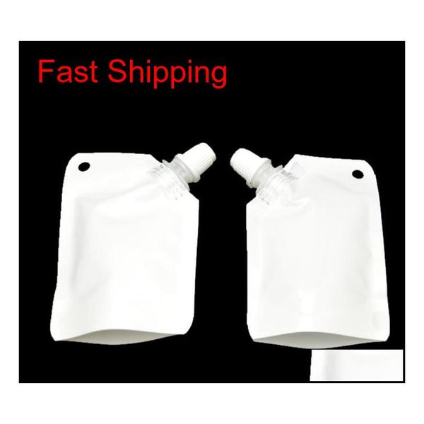

50ml white plastic doypack liquid stand up storage pouch packing bag with side sp qyledg bde_luck