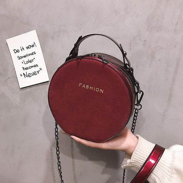 

round suede women handbag nubuck leather new fashion tide retro small crossbody bag vintage shoulder messenger bag