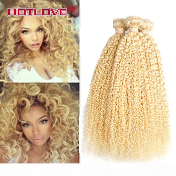 

kinky curly 613 blonde bundles mixed length 3 4 bundles lot 100% remy human hair qulaity curly honey blond human hair extension, Black