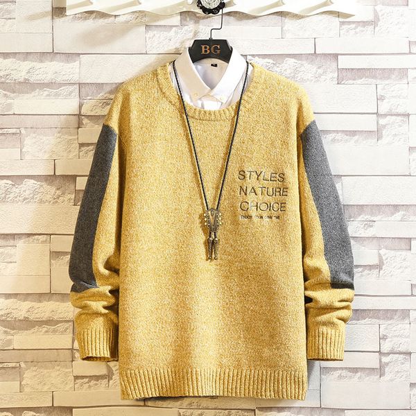 

2021 new fashion classic o-neck sweater men's oversize pull long sleeves pullover for autumn spring winter nxd7, White;black