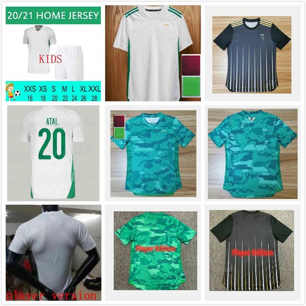 

new 2021 7#mahrez soccer jerseys #10 feghoul 20 21 atal feghouli slimani brahimi home bennacer men kids football shirts player version, Black;yellow