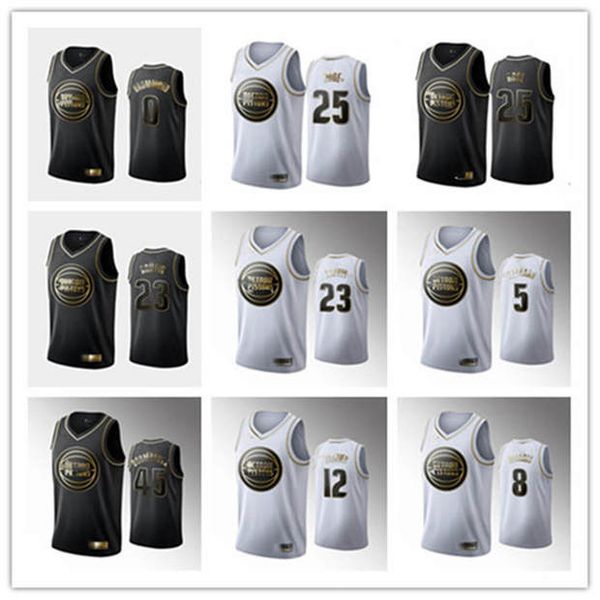 

2019/20 mens detroit 23 blake griffin 0 andre drummond black white golden edition swingman city pistons swingman jersey basketball jersey