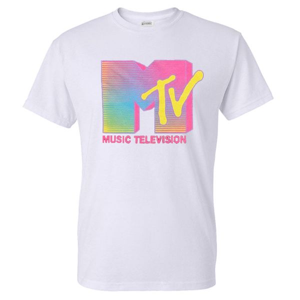 

sport fifth sun mtv fluorescent pattern print men women streetwear sport o-neck tshirt casual fashion cotton t shirt
