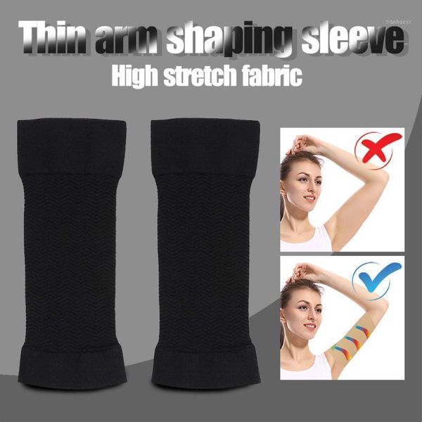 

elbow & knee pads 1pair slimming compression arm shaper belt helps tone shape upper arms sleeve taping massage for women1, Black;gray