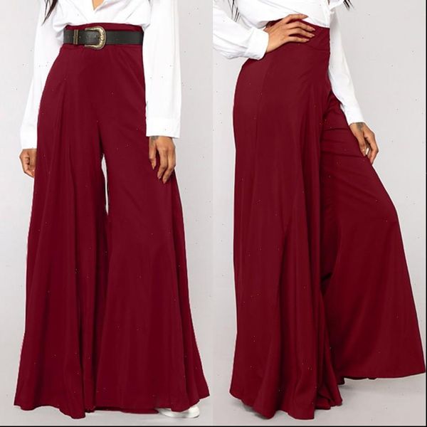 

vintage high waist wide leg pants women flare trousers fashion solid long pantalon autumn retro palazzo plus size pants, Black;white