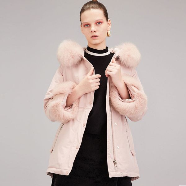 

2021 great turtleneck of royal new winter white with warm hood down girl parkas loose puffer wind jacket oqhz, Black