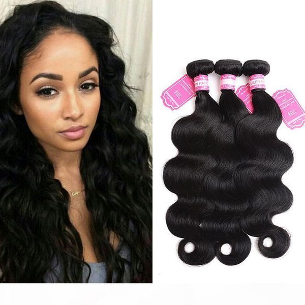 

malaysian human hair body wave 3 bundles from li&queen virgin hair weaves body wave bundles 3 pieces 95-100g piece, Black;brown