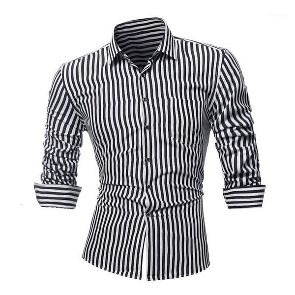 

laamei men's shirt striped long sleeves dress shirts camisa masculina spring autumn casual male shirt formal size 4xl1, White;black