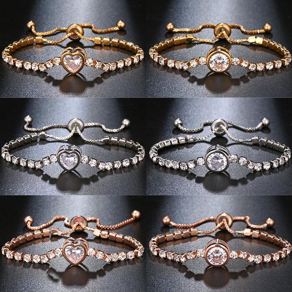 

charm bracelets famshin round tennis bracelet for women rose gold silver color cubic zirconia & bangles femme wedding jewelr, Golden;silver