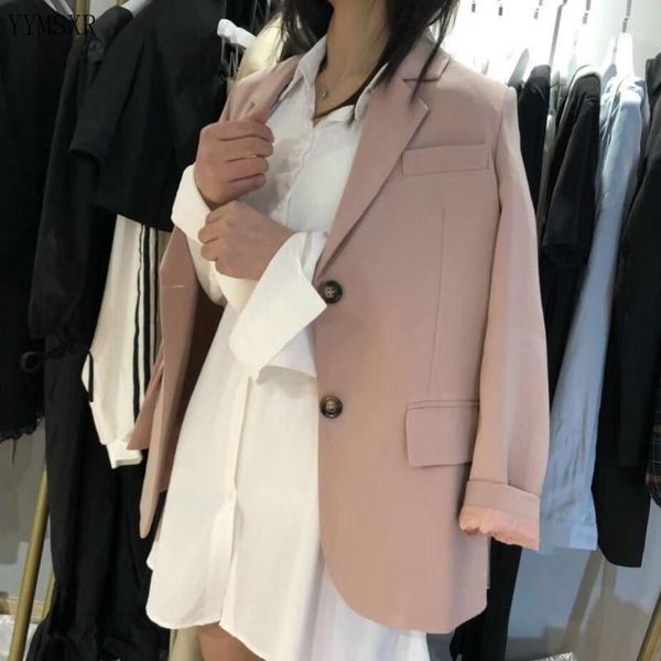 

pink jacket feminine 2020 korean spring and autumn casual elegant ladies blazer fashion suit office female1, White;black