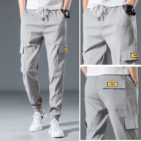 

men's pants overalls trendy brand autumn winter korean student beam slim trousers casual sports joggers, Black
