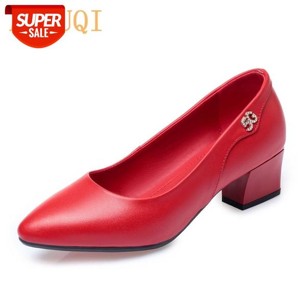 

aiyuqi wedding shoes women 2020 spring new women shoes red genuine leather pointed toe professional fashion single #4a9z
