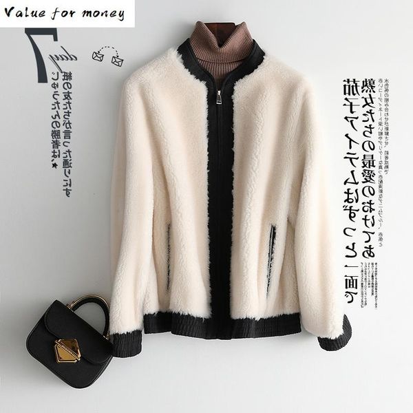 

fur real coat 100% wool jacket autumn winter coat women clothes 2021 korean vintage streetwear women abrigo mujer zt3614, Black