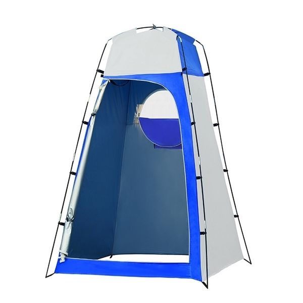 Tenda de chuveiro de acampamento 1.3 * 1,3 * 2,1m / 4.3 * 4.3 * 6.9FT Toalete ao ar livre com fundo removível de privacidade portátil Shade 220216