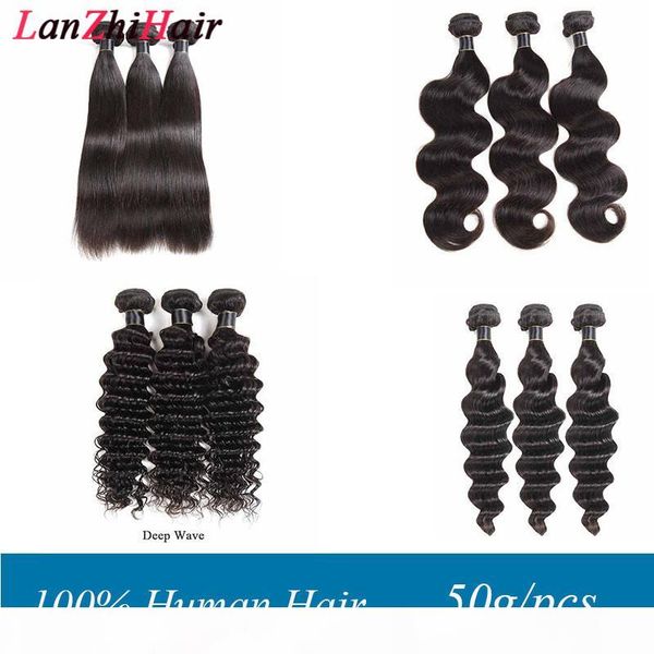 

дешевые малазийский бразильские человеческих волос virgin переплетений волосы прямые объемная волна малазийский волос пучки deep water wave, Black