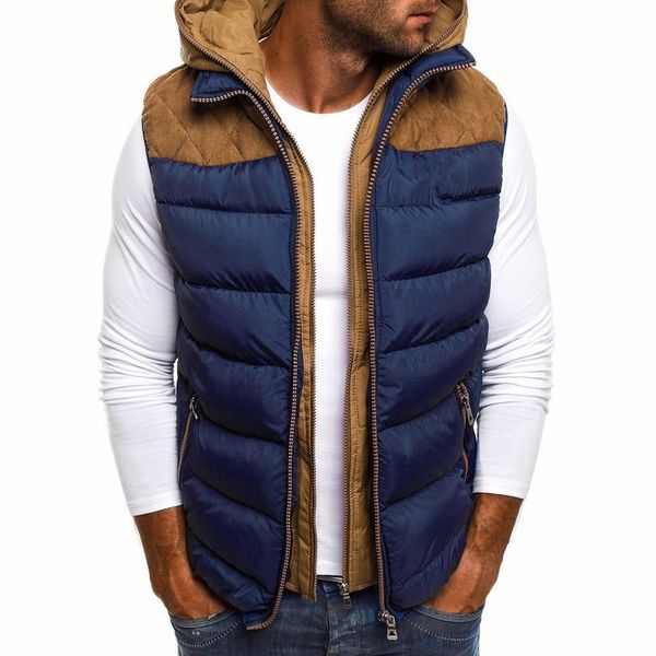 

brand winter men's warm tunic sleeveless vest men cotton hooded jacket male zipper waistcoat for autumn male gilet homme#g8, Black;white