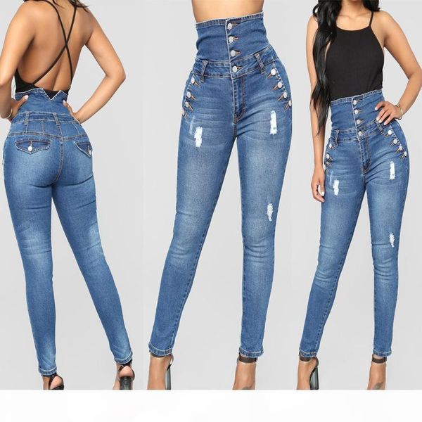 

fashion jeans high waisted jeans vintage design jeans skinny price high waist women 2018 spring autumn cool jean pants, Blue