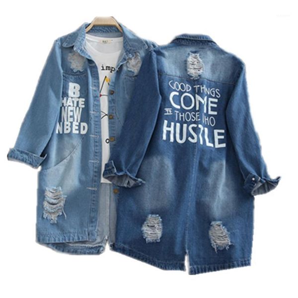 

fashion ladies denim jacket spring autumn 2020 plus size casual broken hole jeans jacket women basic coat slim denim coat 8xl9xl1, Black;brown