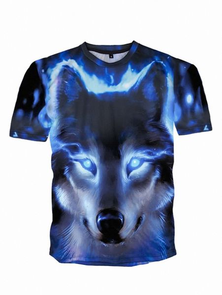 

men 3d wolf print crew neck tee k0mc#, White;black