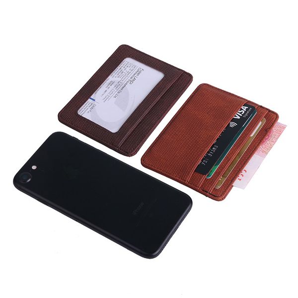 

2021 slim wallet rfid front pocket wallet minimalist pu leather secure thin credit card holder, Brown;gray