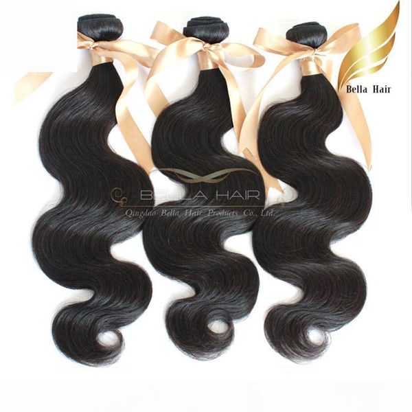 

8a 10"-34" 100% mongolian hair weaves virgin hair 4pcs lot human body wave hair extensions bellahair dhl ing, Black