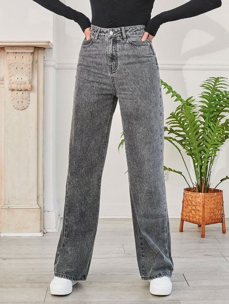 

tall high waist washed jeans o8wb#, Blue