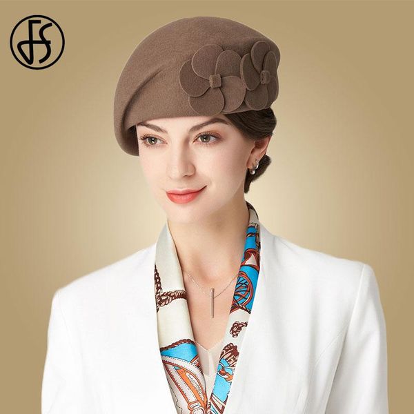 

stingy brim hats fs winter for women beret wool felt fedora hat black red wedding party cocktail ladies female french artist, Blue;gray