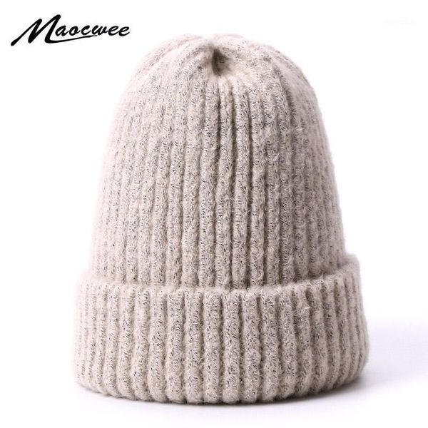 

winter knitted wool skullies beanies hat for women solid color fur bonnet female beanie cap warm lady gorro ski girl hats1
