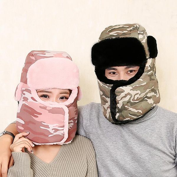

beanies winter warm camouflage bomber hats men women russian hat earflaps cap thicken for b-8846
