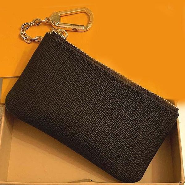 

new luxury mini wallet bag charm brown canvas designer fashion womens mens key ring credit card holder coin purse key pouch pochette cles, Red;blue
