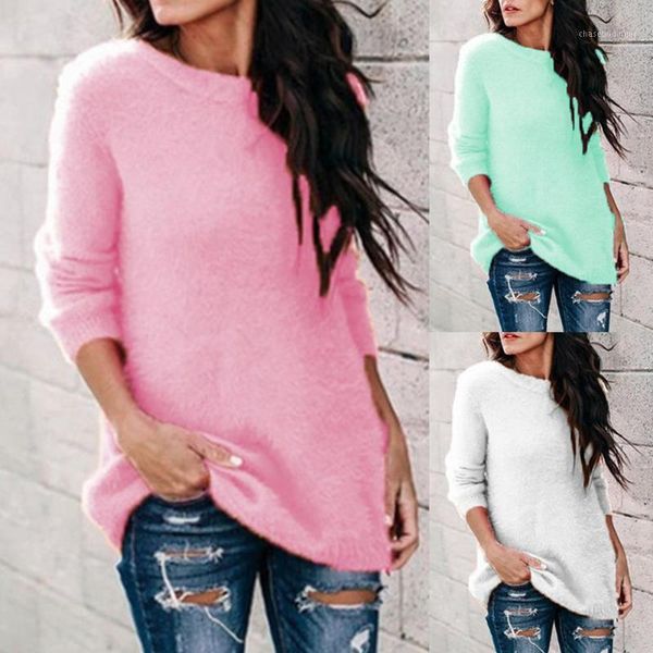 

casual women oversize autumn winter o neck long sleeve plushy knitted pullover sweater knitted pullover streetwear fall 20191, White;black