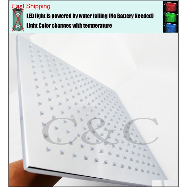 

12 inch, square chrome overhead led rainfall sho qyleua bde_luck