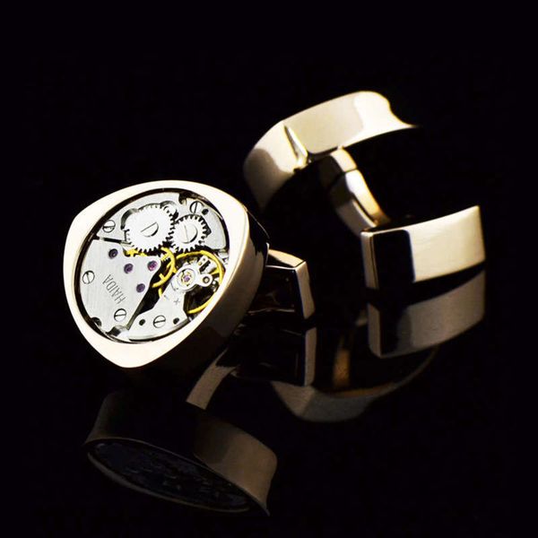 

triangle rose gold punk movement inbev watch cuff link male sleeve pin 1059cuff links / 991770, Slivery;brown