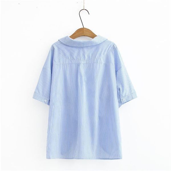 

2020 summer fashion popular high-end striped  fake two-piece casual shirt 904, White