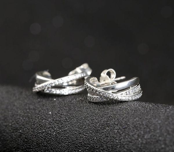 

memnon jewelry entwined hoop stud earrings for women 925 sterling silver galaxy earrings with clear cz 2016 winter christmas gift22, Golden;silver