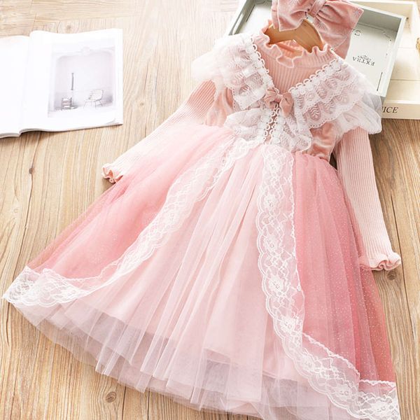 

lace girls lolita children's drs winter new long sve princs skirt 1175 o8t9, Red;yellow