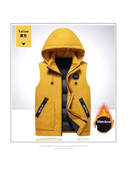 

men's vests fashion sleeveless jacket 2021 men thicken vest removable hooded with headphone warm winter casual windbreaker, Black;white