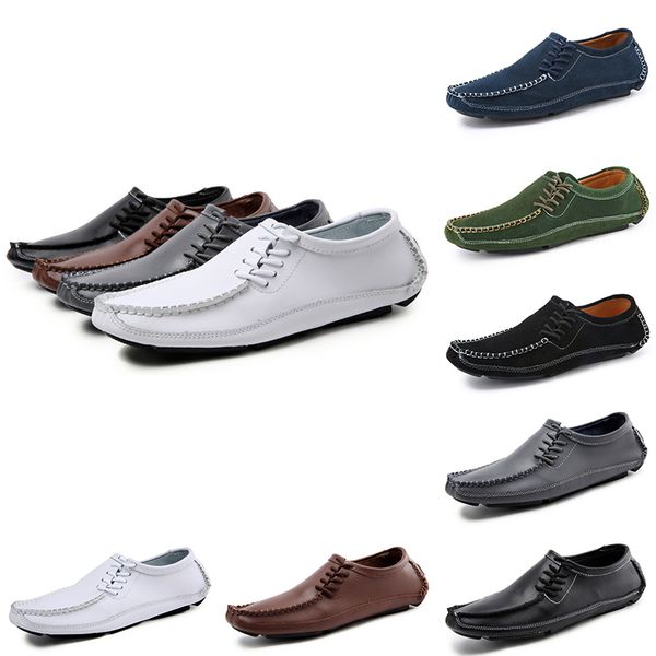 

non-brand men soft lazy peas shoes white black gray brown fashion outdoor pedal leather handmade casual sneakers size 38-45