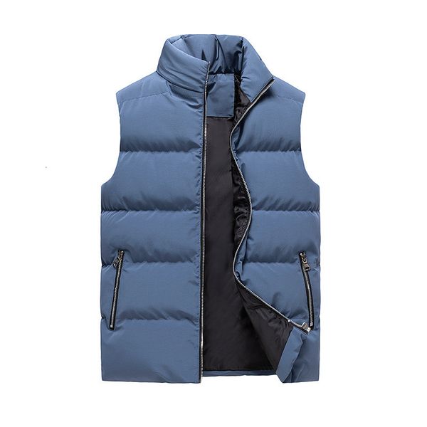 

autumn and winter men's stand collar solid color thickened down large casual vest cotton padded jacket men, Black;white