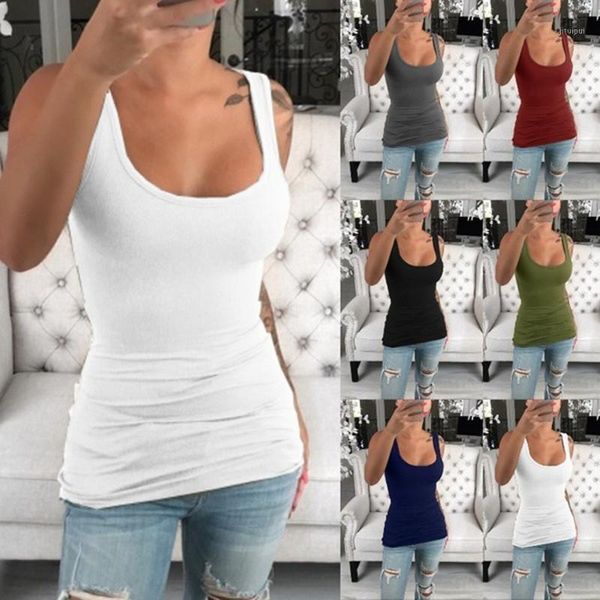 

women white tank t-shirts 2020 summer casual plus size sleeveless round neck tee fashion sports elasticity shirt black vest 1
