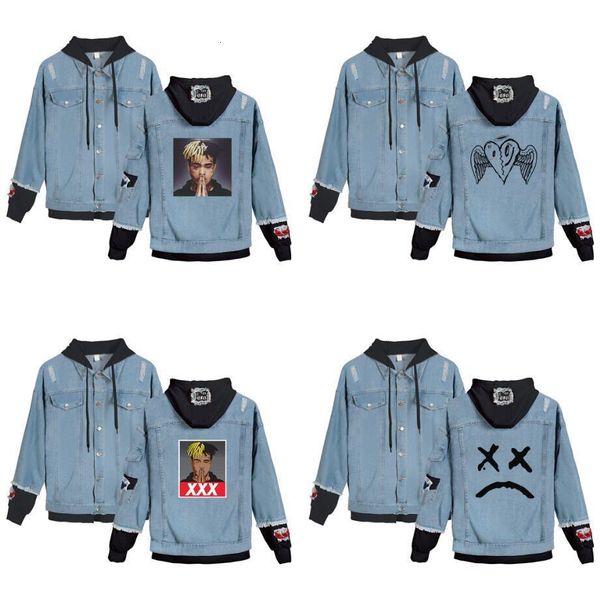 

lil peep cry baby denim jacket xxxtentacion hip pop singer revenge hooded denim jacket fit men/women hoodies autumn sweatshirt, Black;brown