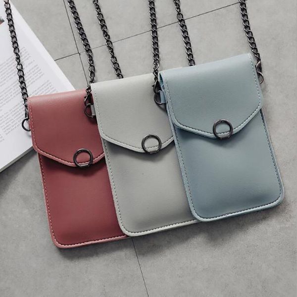 

touch screen mobile phone package for women ladies transparent shoulder bag simple buckle pouch