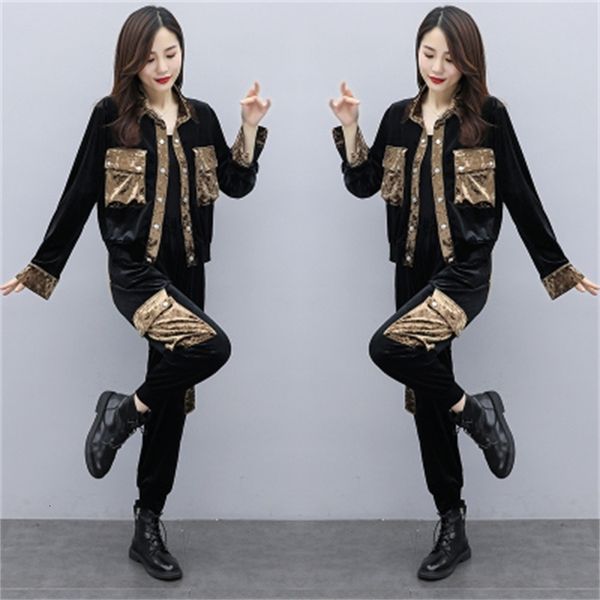 

europe piece of leopard outfits velvet amendment women's clothes femme deux clothing lvok, White