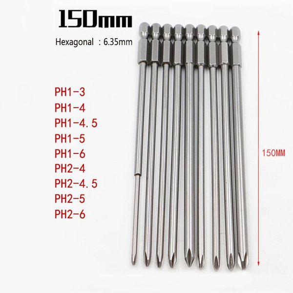 

9pcs magnetic hexagon screwdriver bit s2 steel 1/4 inch hex shank screw drivers set 150mm length1