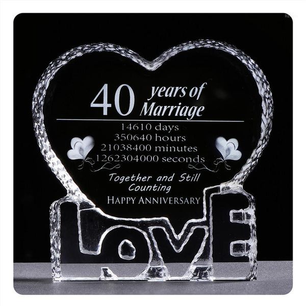 

40th anniversary wedding gifts a heart shape crystal ornament laser engraved memorable souvenir presents for wife or husband1