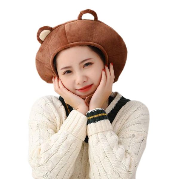 

beanie/skull caps 2021 cartoon bear plush hat cute animal ears stuffed toy cosplay headgear cap, Blue;gray