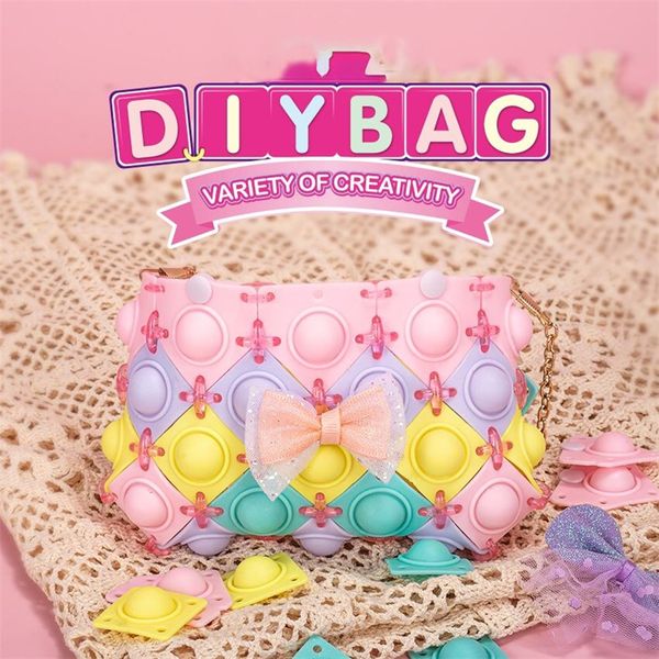 Dekompressionsspielzeug Umhängetasche DIY Montage Münzgeldbörse Weichgummi Blase Musik Handtasche Dekompression