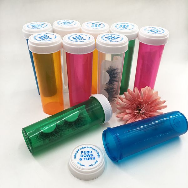 Commercio all'ingrosso Vuoto Personalizzato Pillola Bottiglia Ciglia Scatola di Imballaggio Medicina Bottiglia Caso per 3D Full Strip Ciglia di Visone