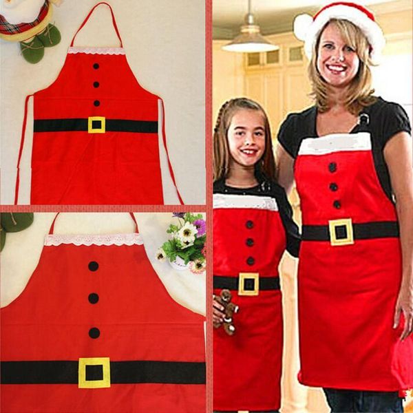

1 pcs santa claus christmas apron christmas decorations for home kitchen dinner party festive red cloth pinafore decor1